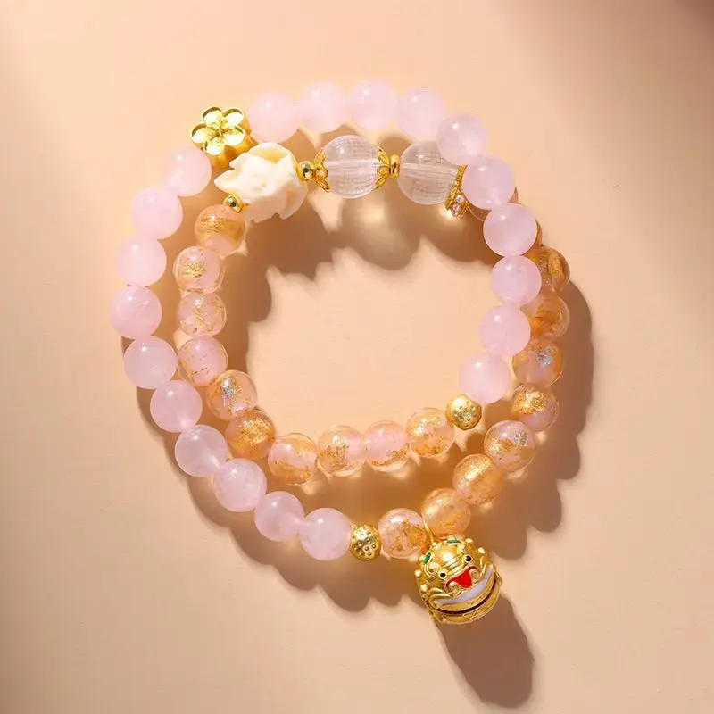 New Gold Foil Bracelet with Fox Porcelain Beads & Dopamine Gift - Image 7