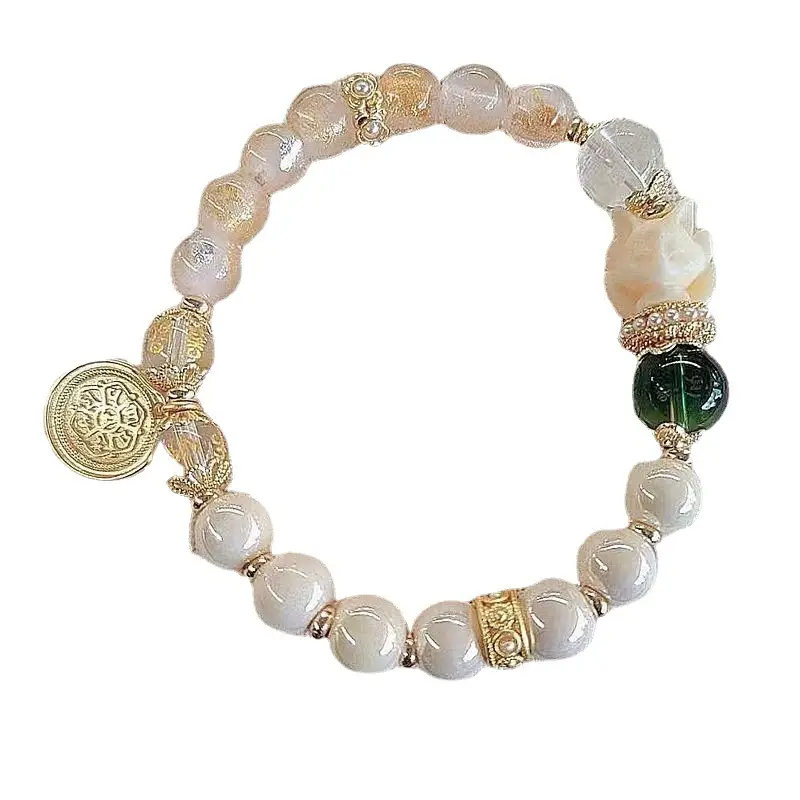 New Gold Foil Bracelet with Fox Porcelain Beads & Dopamine Gift - Image 8