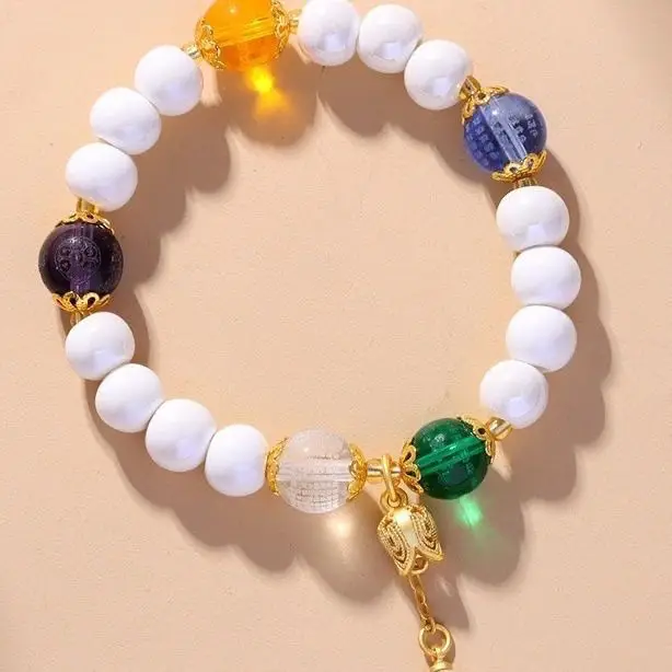 New Gold Foil Bracelet with Fox Porcelain Beads & Dopamine Gift — feature 3
