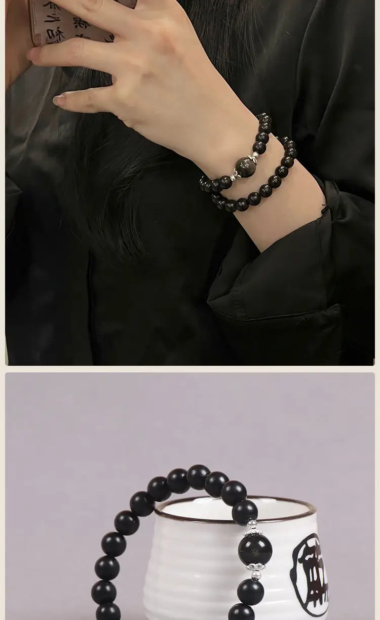Obsidian Multi-Circle Stacked Rosary Bracelets for Women — feature 6