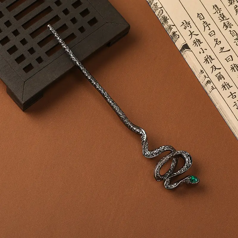 Spirit Snake Hairpin with Diamond Engraving — feature 6