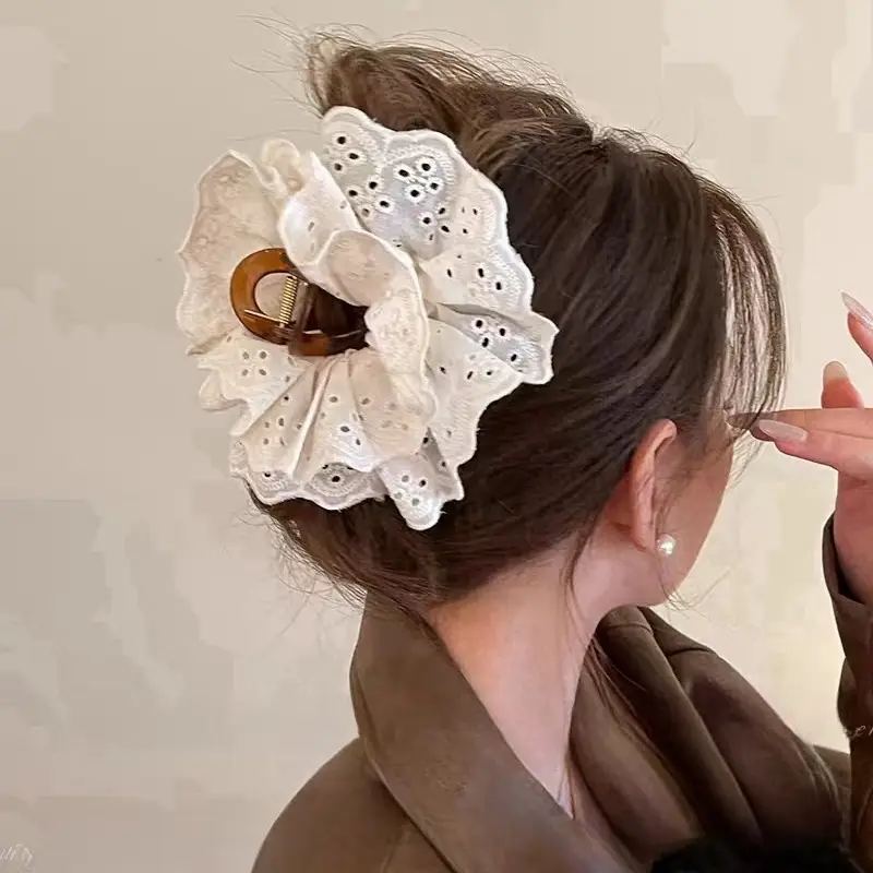 French Lace Hair Clip Large Size Shark Clip Ballet Style - Image 4