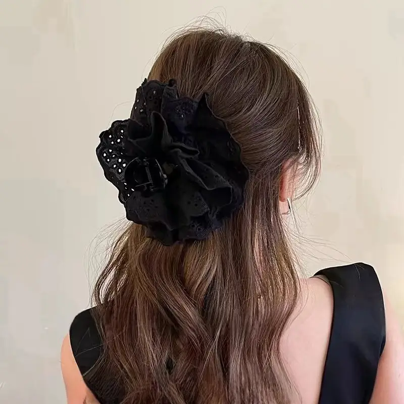 French Lace Hair Clip Large Size Shark Clip Ballet Style - Image 6