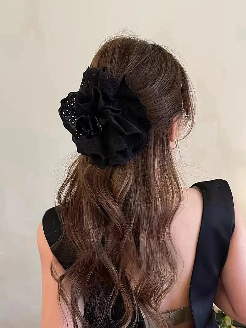 French Lace Hair Clip Large Size Shark Clip Ballet Style — feature 2