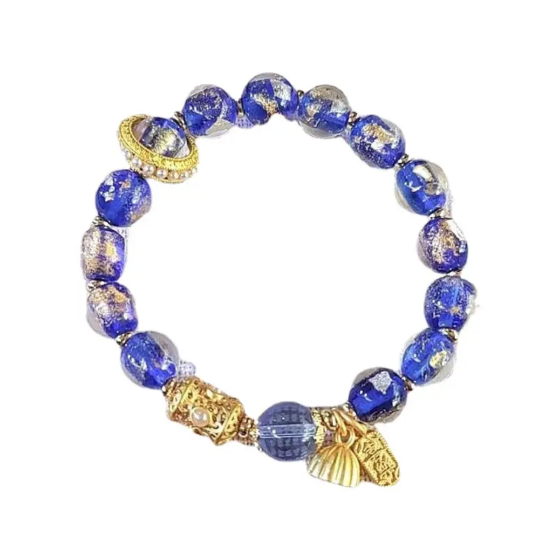 Blue Crystal Foil Lotus Running Bracelet for Women - Image 6