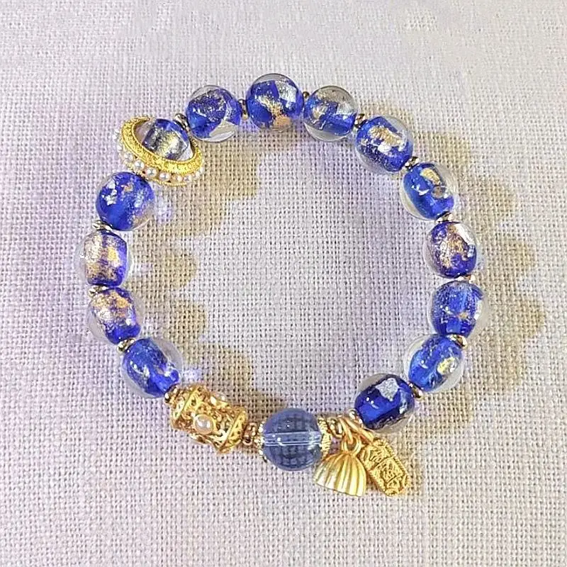 Blue Crystal Foil Lotus Running Bracelet for Women — feature 2