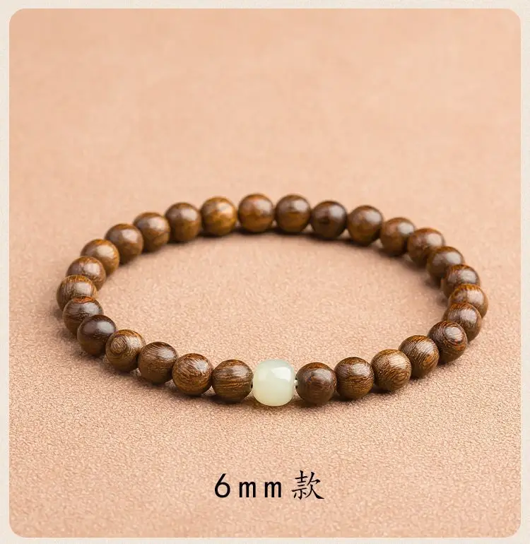 Golden Sandalwood Bracelet for Men with Hetian Yu Buddha Beads — feature 8