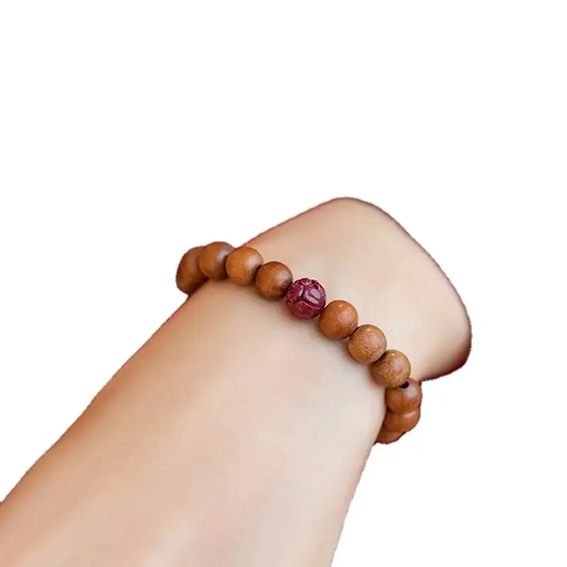 Lotus Cinnabar Bracelet 6mm Natural Wood - Image 12