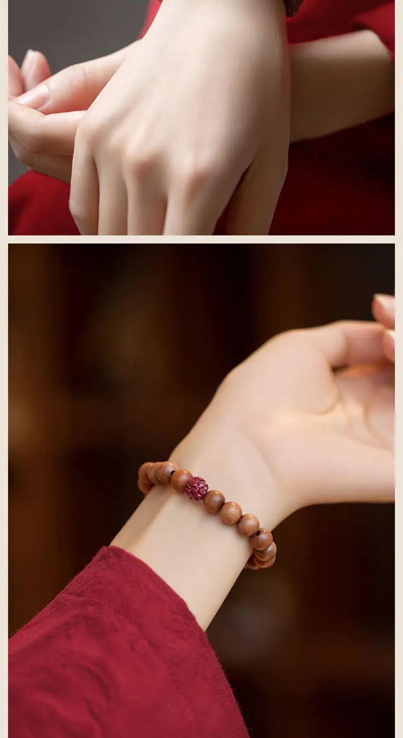 Lotus Cinnabar Bracelet 6mm Natural Wood — feature 9