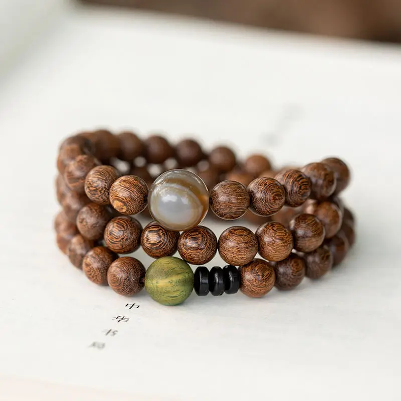 Golden Sandalwood Multi-Circle Buddhist Bracelet for Men Women - Image 6