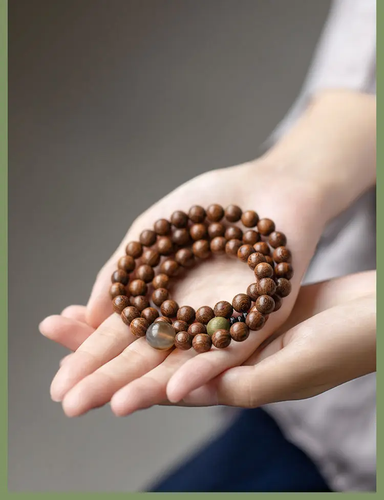 Golden Sandalwood Multi-Circle Buddhist Bracelet for Men Women — feature 14