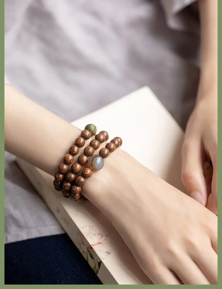 Golden Sandalwood Multi-Circle Buddhist Bracelet for Men Women — feature 15