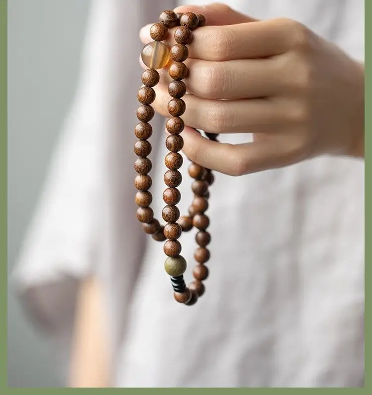 Golden Sandalwood Multi-Circle Buddhist Bracelet for Men Women — feature 3
