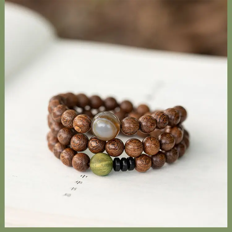Golden Sandalwood Multi-Circle Buddhist Bracelet for Men Women — feature 5
