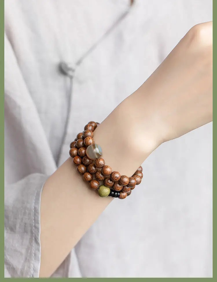 Golden Sandalwood Multi-Circle Buddhist Bracelet for Men Women — feature 6