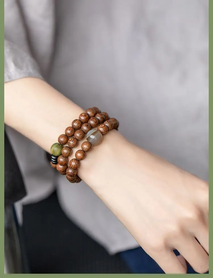 Golden Sandalwood Multi-Circle Buddhist Bracelet for Men Women — feature 7