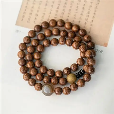 Golden Sandalwood Multi-Circle Buddhist Bracelet for Men Women - Image 2