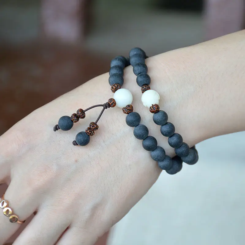 Amber Bodhi Seed Buddha Bracelet for Women White Lotus 108