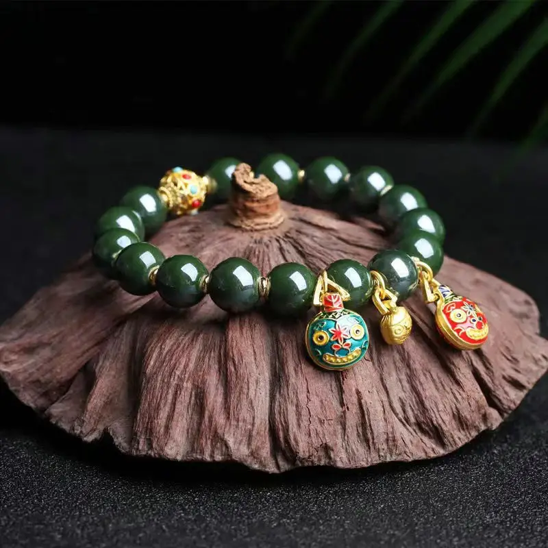 Golden Buddha Bead Bracelet for Women with Gold Swallow Design
