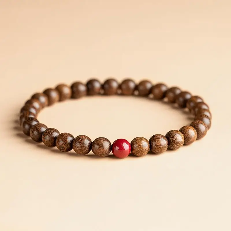 Men's Gold Sandalwood Bracelet with Jade Beads