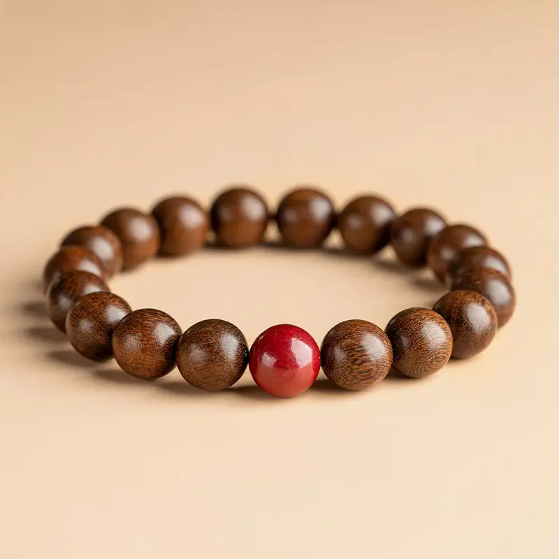 Men's Gold Sandalwood Bracelet with Jade Beads