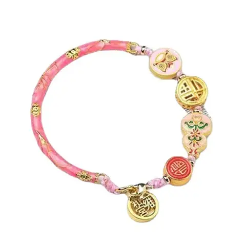 Ash Glazed Enamel Painted Burnt Blue Half Bracelet with Lion Awakening and Blessing Gourd - Image 11