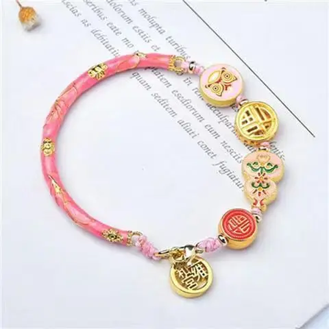 Ash Glazed Enamel Painted Burnt Blue Half Bracelet with Lion Awakening and Blessing Gourd — feature 7