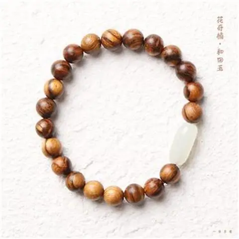 Handmade Flower Qinan Buddha Bead Bracelet Couple Style Agarwood
