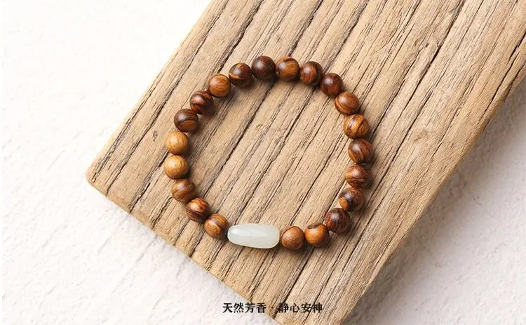 Handmade Flower Qinan Buddha Bead Bracelet Couple Style Agarwood — feature 4