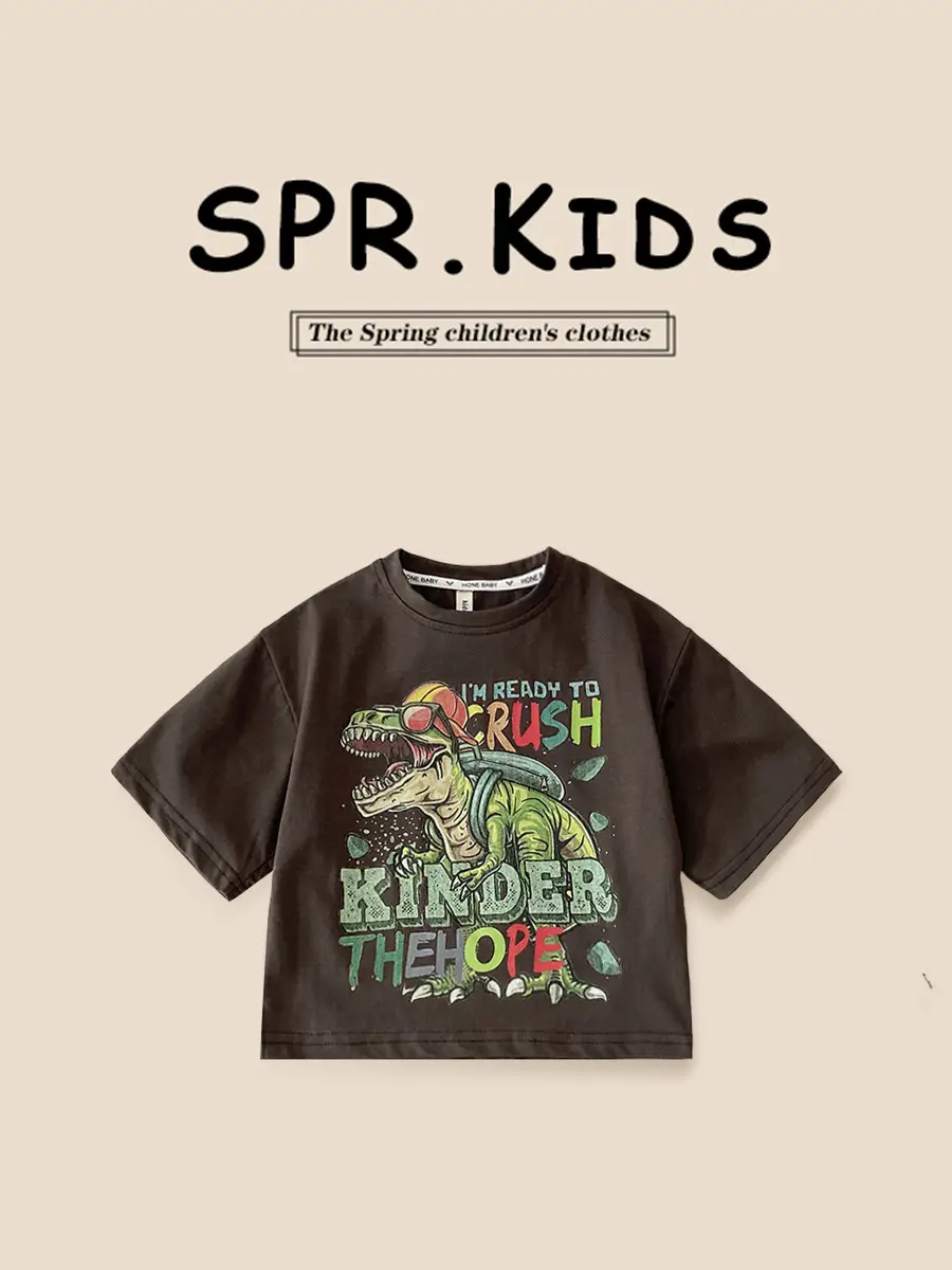 Spr. Kids Cartoon Dinosaur T-Shirt White 2026 - Image 4
