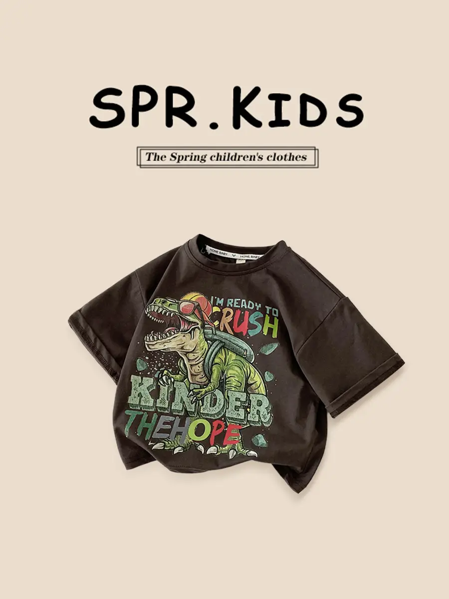 Spr. Kids Cartoon Dinosaur T-Shirt White 2026 - Image 5