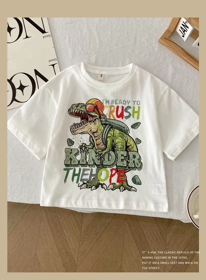 Spr. Kids Cartoon Dinosaur T-Shirt White 2026 — feature 10