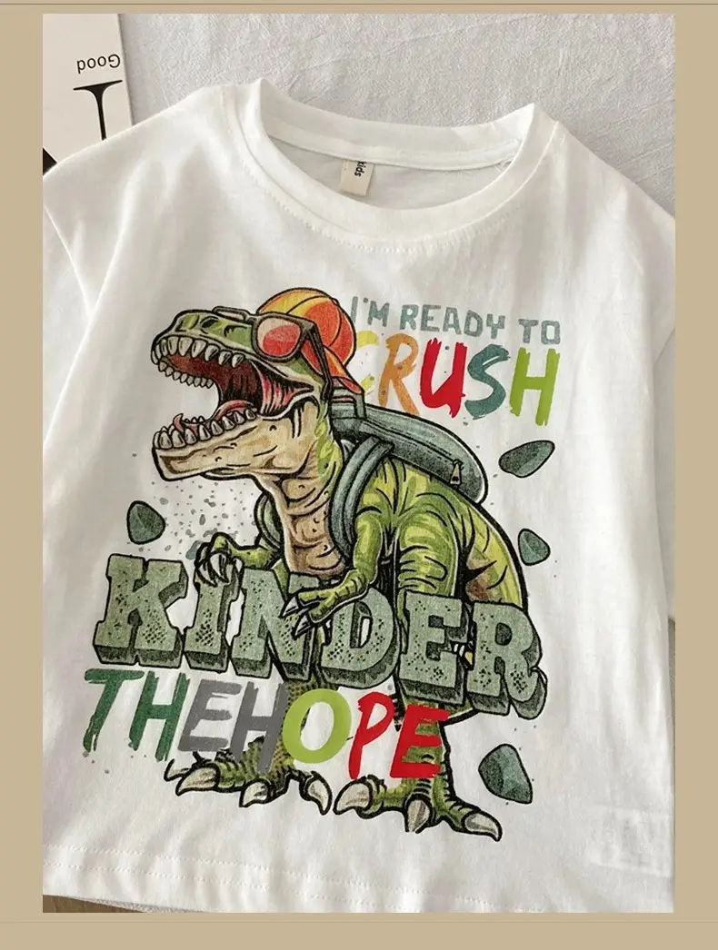Spr. Kids Cartoon Dinosaur T-Shirt White 2026 — feature 12
