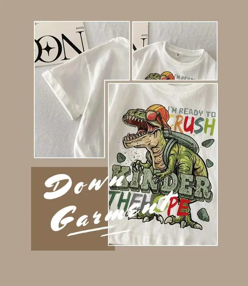 Spr. Kids Cartoon Dinosaur T-Shirt White 2026 — feature 3