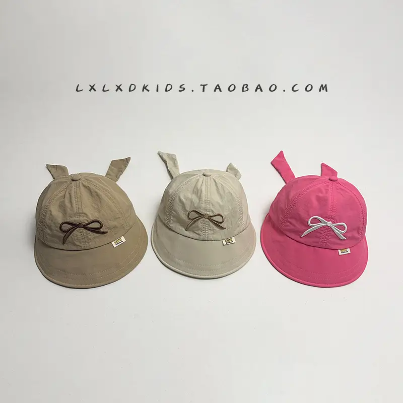 Girls Sunhat with Beanie Ear Tips Beige - Image 7