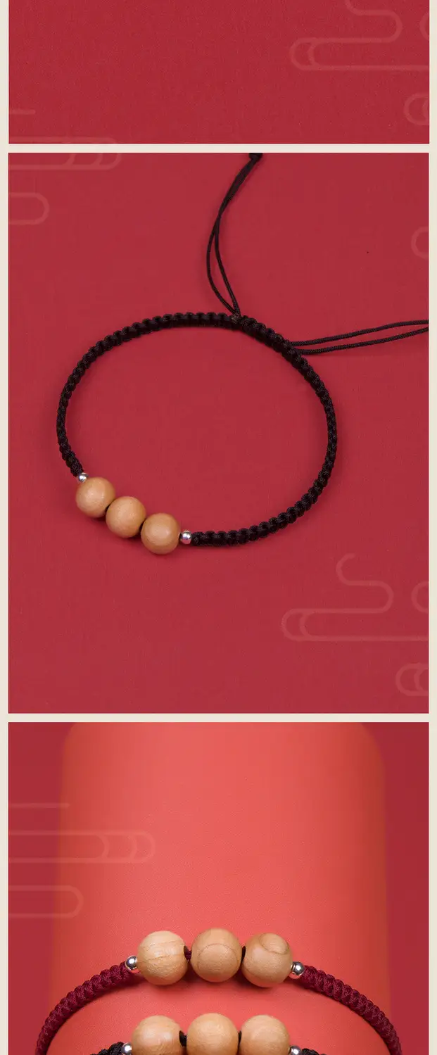 Natural Old Peach Wood Braided Bracelets for Couples & Kids — feature 9