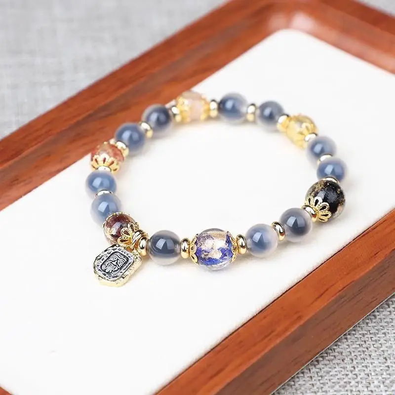 Gray Transfer Bead Bracelet with Sugar Heart Design - Image 3