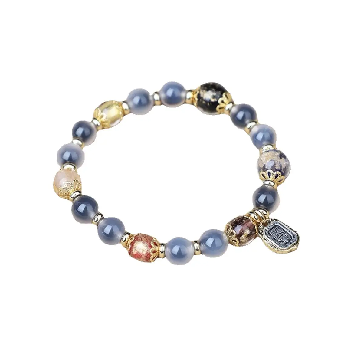 Gray Transfer Bead Bracelet with Sugar Heart Design - Image 6