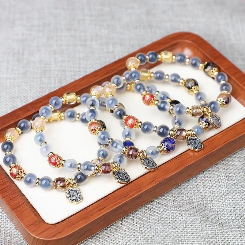 Gray Transfer Bead Bracelet with Sugar Heart Design — feature 1