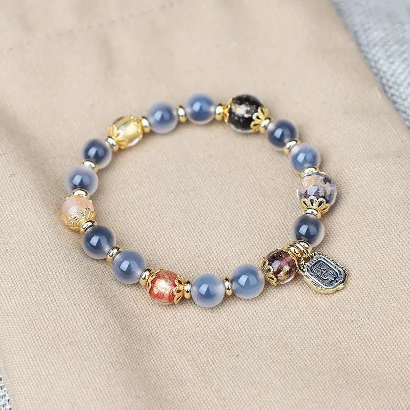 Gray Transfer Bead Bracelet with Sugar Heart Design — feature 3