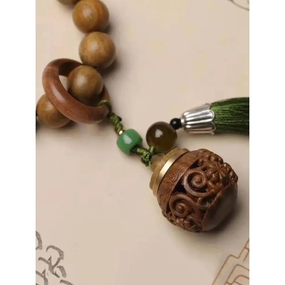 Argentinian Green Sandalwood Bracelet with Buddha Tassel