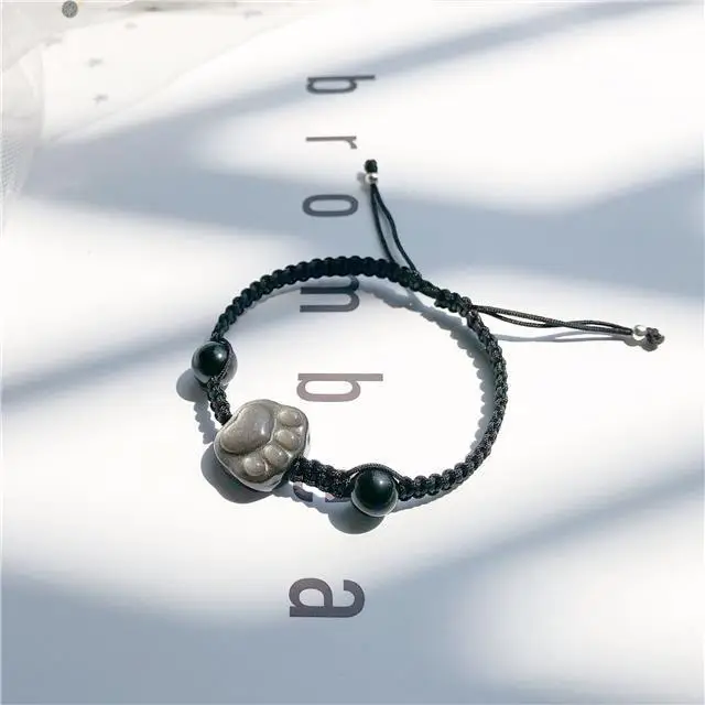 Natural Crystal Braided Rope Bracelet Strawberry Cat Claw Obsidian — feature 6