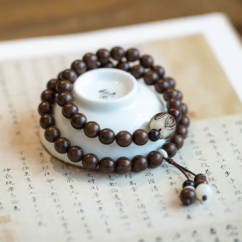 Retro Golden Sandalwood Couple Buddha Beads Bracelet