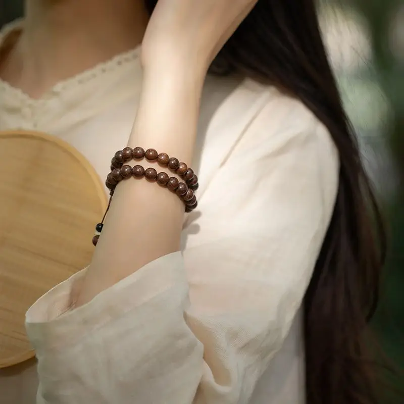 Retro Golden Sandalwood Couple Buddha Beads Bracelet