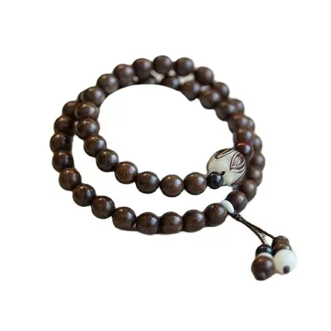 Retro Golden Sandalwood Couple Buddha Beads Bracelet
