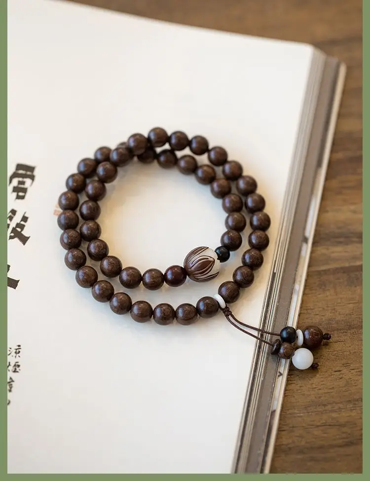 Retro Golden Sandalwood Couple Buddha Beads Bracelet — feature 10