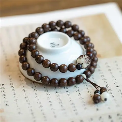 Retro Golden Sandalwood Couple Buddha Beads Bracelet