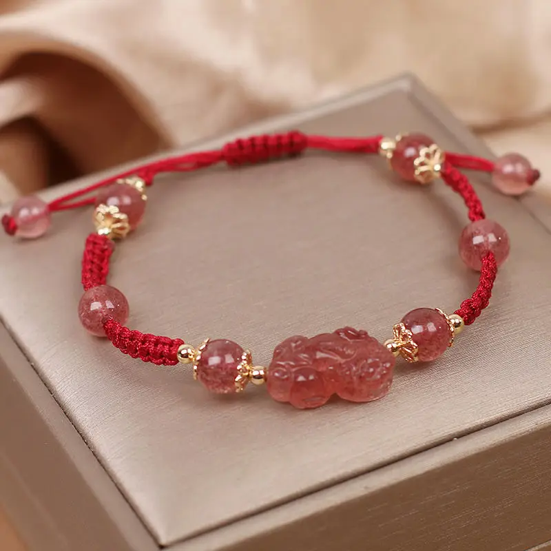 Red Handwoven Pixiu Bracelet for Women — feature 2