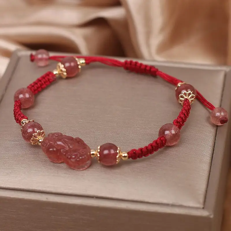 Red Handwoven Pixiu Bracelet for Women — feature 3