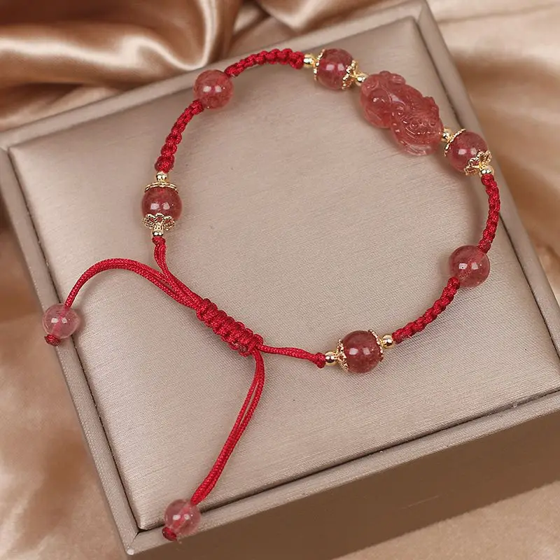 Red Handwoven Pixiu Bracelet for Women — feature 5